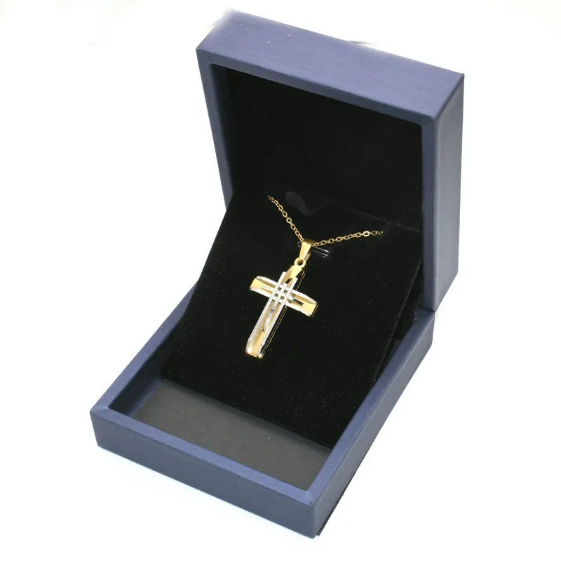 High-Fashion Stainless Steel Jesus Cross Pendant Necklace – Trendy Religious Jewelry - YanaChi Store