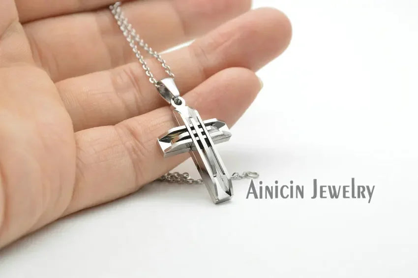High-Fashion Stainless Steel Jesus Cross Pendant Necklace – Trendy Religious Jewelry - YanaChi Store