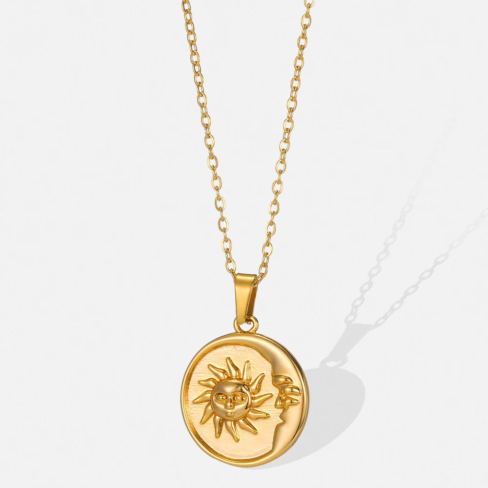 Exquisite Bohemian Clavicle Necklace – Stainless Steel Sun & Moon Pendant - YanaChi Store