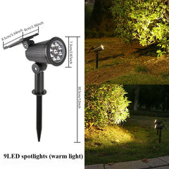 Solar-Powered Spotlights – 9 LEDs, IP65 Waterproof, Perfect for Driveways and Lawns - YanaChi Store
