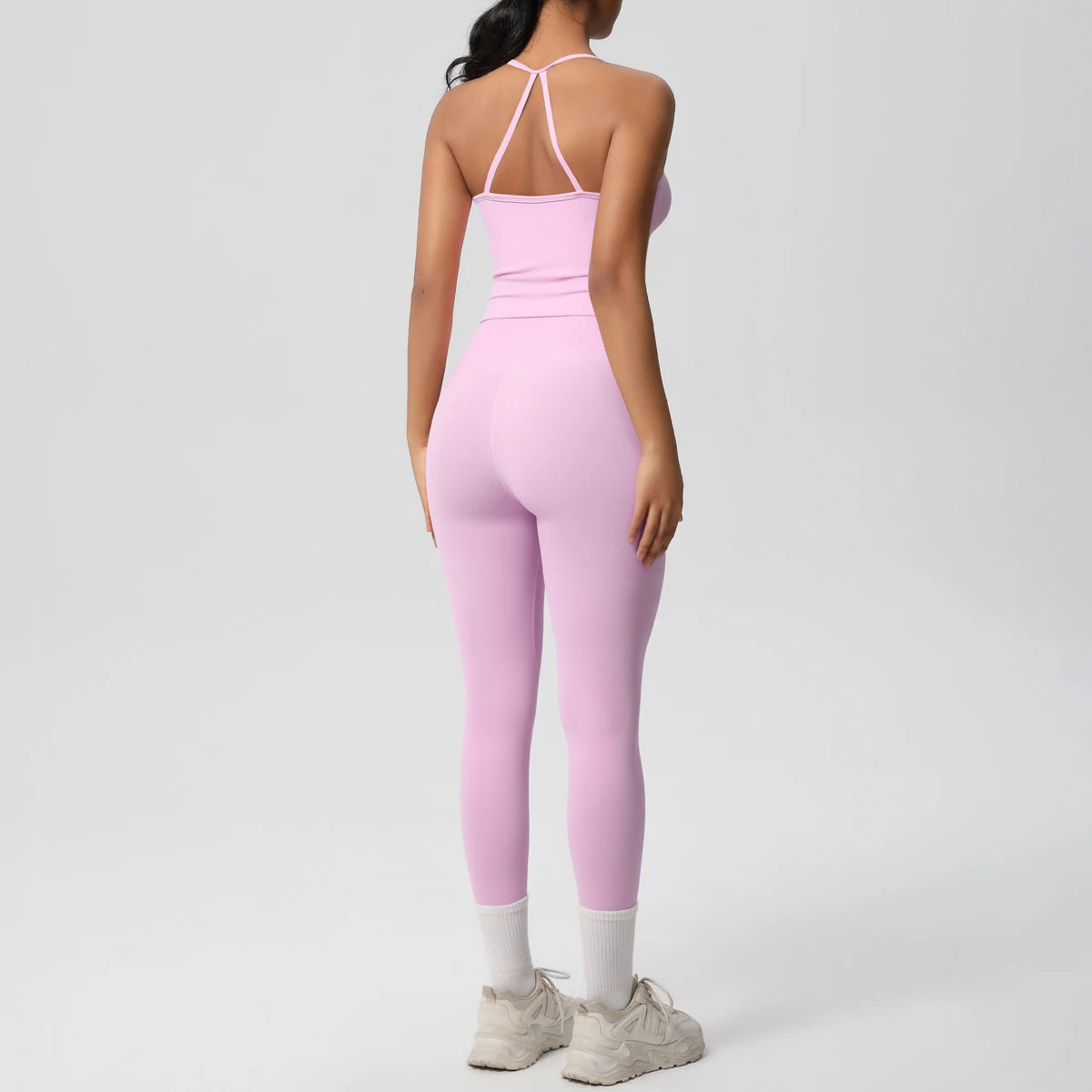 Women's 2-Piece Yoga Set: Hanging Neck Bra & Sports Shorts for Fitness