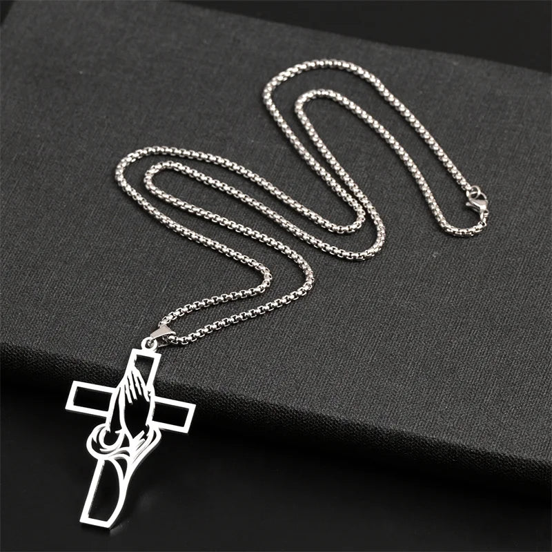 Christian Stainless Steel Bible Cross Chain Necklace – Men's Religious Prayer Jewelry & Gift - YanaChi Store