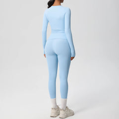 Women's 2-Piece Yoga Set: Long Sleeve Crop Top & Leggings for Gym and Fitness