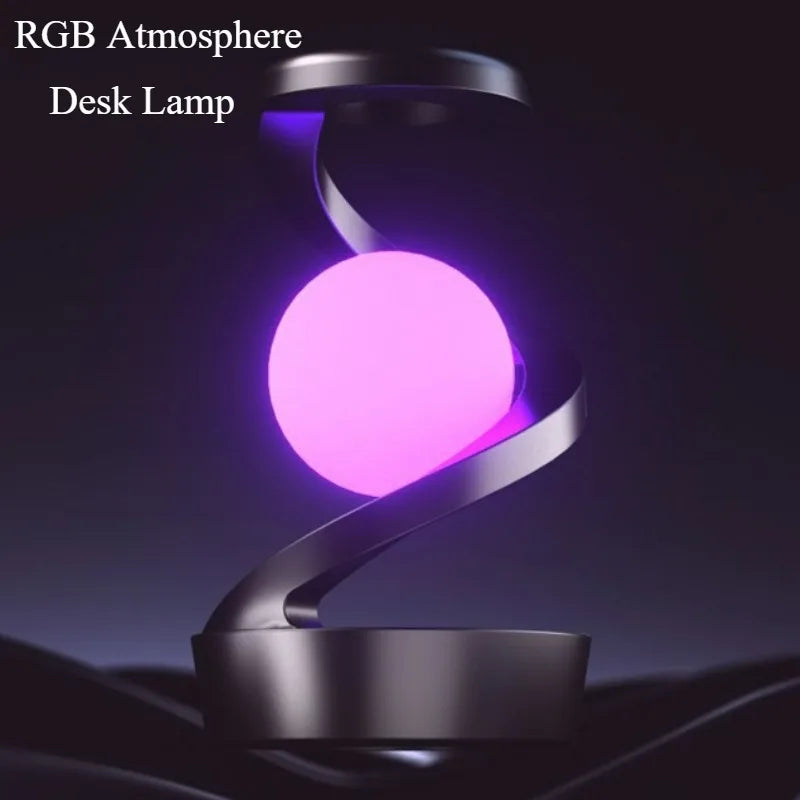 LED Moon Mood Lamp – Suspended Rotating RGB Light with Wireless Charging - YanaChi Store