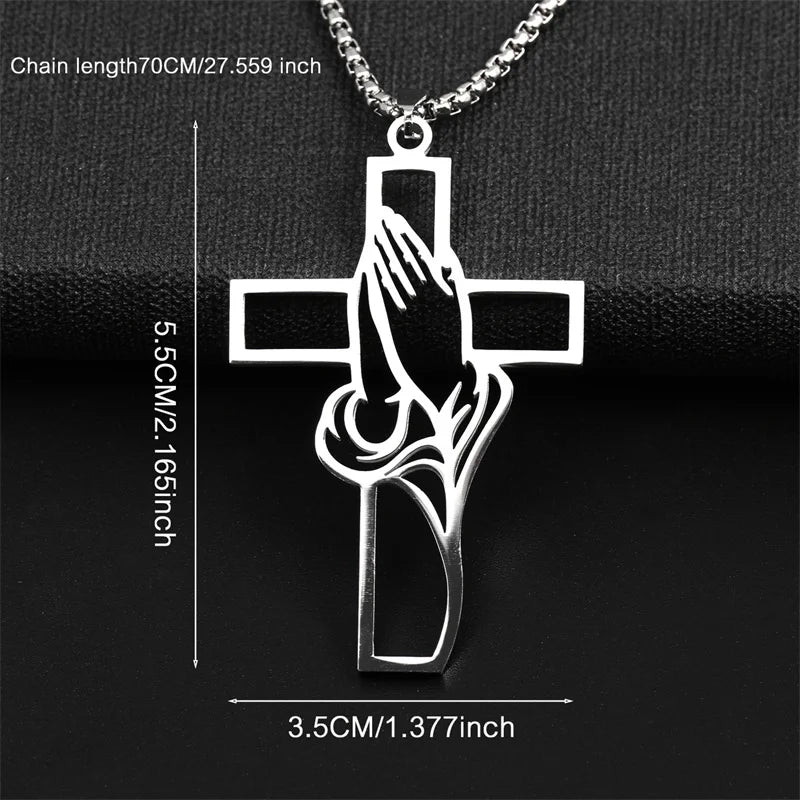 Christian Stainless Steel Bible Cross Chain Necklace – Men's Religious Prayer Jewelry & Gift - YanaChi Store