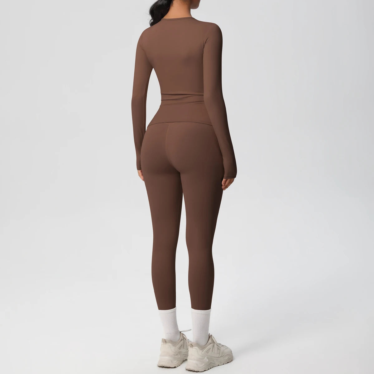 Women's 2-Piece Yoga Set: Long Sleeve Crop Top & Leggings for Gym and Fitness