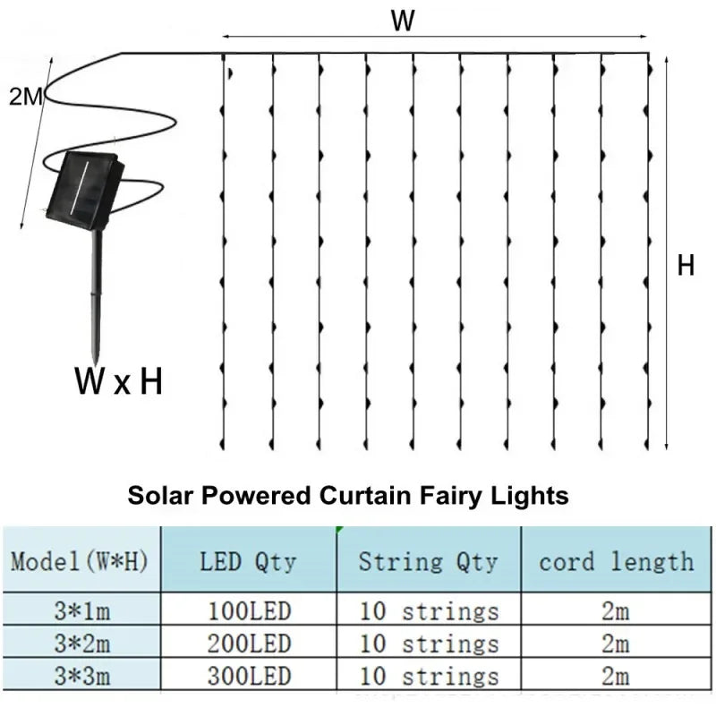 Waterproof Solar Curtain Fairy Lights – Perfect for Weddings, Parties & Outdoor Decor - YanaChi Store