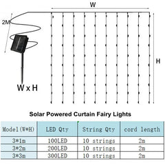 Waterproof Solar Curtain Fairy Lights – Perfect for Weddings, Parties & Outdoor Decor - YanaChi Store