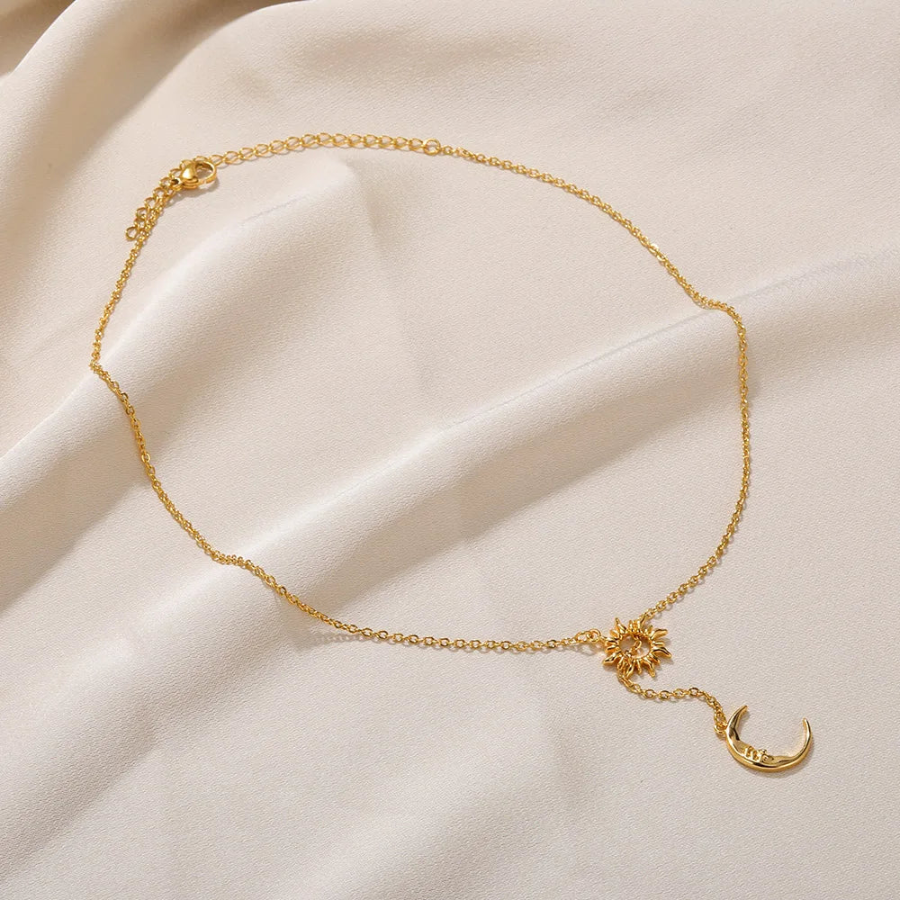 Exquisite Bohemian Clavicle Necklace – Stainless Steel Sun & Moon Pendant - YanaChi Store
