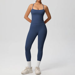 Women's 2-Piece Yoga Set: Hanging Neck Bra & Sports Shorts for Fitness