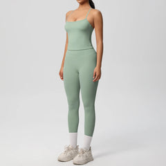 Women's 2-Piece Yoga Set: Hanging Neck Bra & Sports Shorts for Fitness