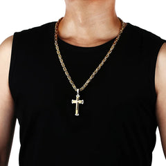 Men's Stainless Steel Cross Pendant Necklace – 45cm Chain, Anti-Fading Design, With Gift Box - YanaChi Store