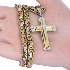 Men's Stainless Steel Cross Pendant Necklace – 45cm Chain, Anti-Fading Design, With Gift Box - YanaChi Store