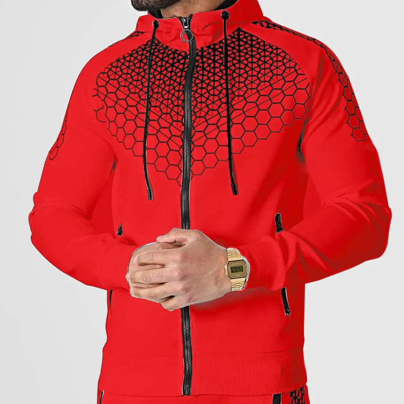 Men's Tracksuit Set: Hooded Zipper Jacket & Jogging Pants for Spring & Autumn