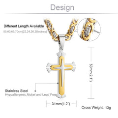 Men's Stainless Steel Cross Pendant Necklace – 45cm Chain, Anti-Fading Design, With Gift Box - YanaChi Store