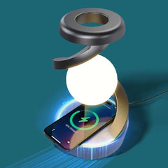 LED Moon Mood Lamp – Suspended Rotating RGB Light with Wireless Charging - YanaChi Store