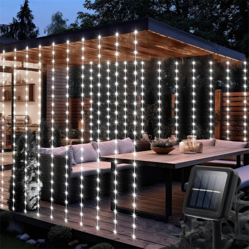 Waterproof Solar Curtain Fairy Lights – Perfect for Weddings, Parties & Outdoor Decor - YanaChi Store