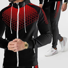 Men's Tracksuit Set: Hooded Zipper Jacket & Jogging Pants for Spring & Autumn