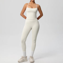 Women's 2-Piece Yoga Set: Hanging Neck Bra & Sports Shorts for Fitness