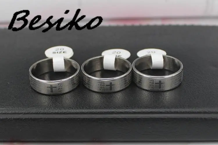 Stainless Steel Spanish Bible Cross Ring – 8mm Christian Jewelry - YanaChi Store