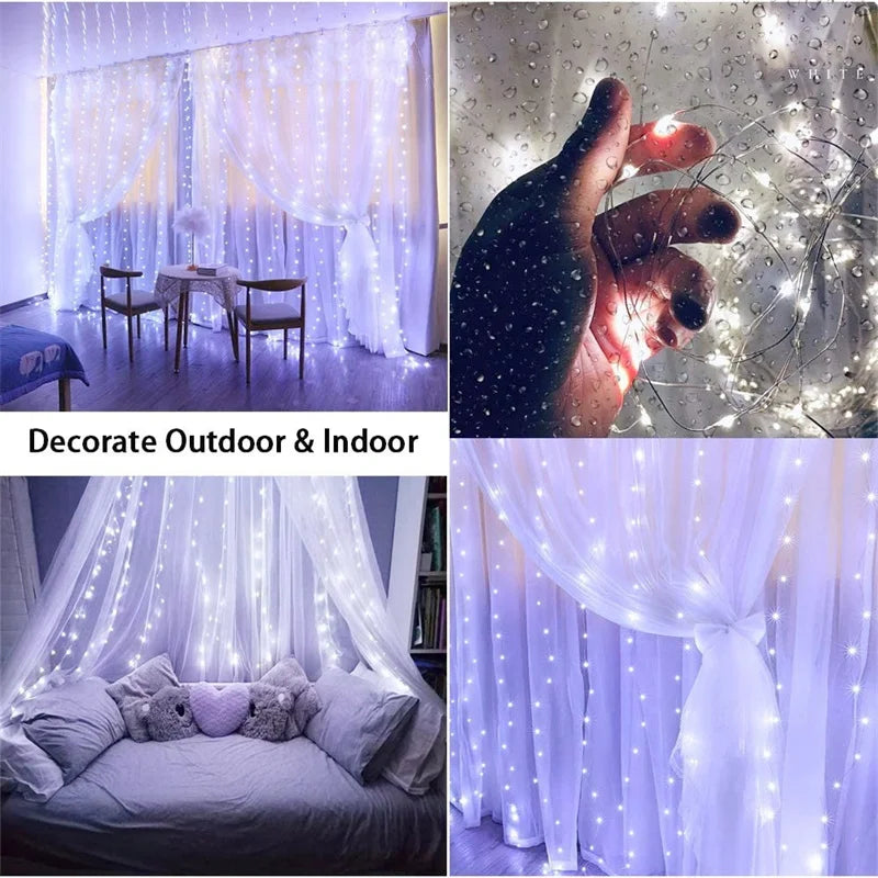 Waterproof Solar Curtain Fairy Lights – Perfect for Weddings, Parties & Outdoor Decor - YanaChi Store