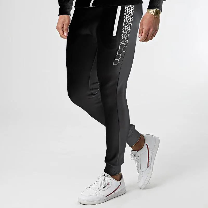 Men's Tracksuit Set: Hooded Zipper Jacket & Jogging Pants for Spring & Autumn