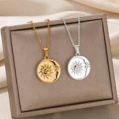 Exquisite Bohemian Clavicle Necklace – Stainless Steel Sun & Moon Pendant - YanaChi Store