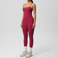 Women's 2-Piece Yoga Set: Hanging Neck Bra & Sports Shorts for Fitness