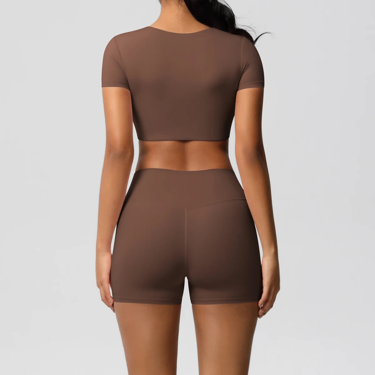 Women's 2-Piece Yoga Set: Short Sleeve Gym Top & High-Waist Shorts for Fitness