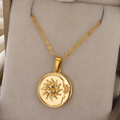 Exquisite Bohemian Clavicle Necklace – Stainless Steel Sun & Moon Pendant - YanaChi Store