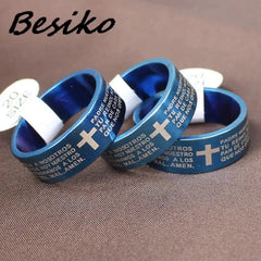 Stainless Steel Spanish Bible Cross Ring – 8mm Christian Jewelry - YanaChi Store