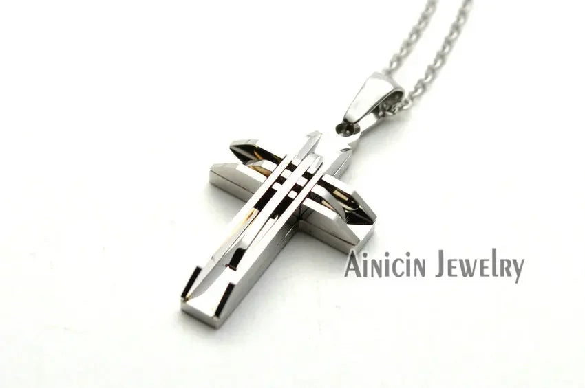 High-Fashion Stainless Steel Jesus Cross Pendant Necklace – Trendy Religious Jewelry - YanaChi Store