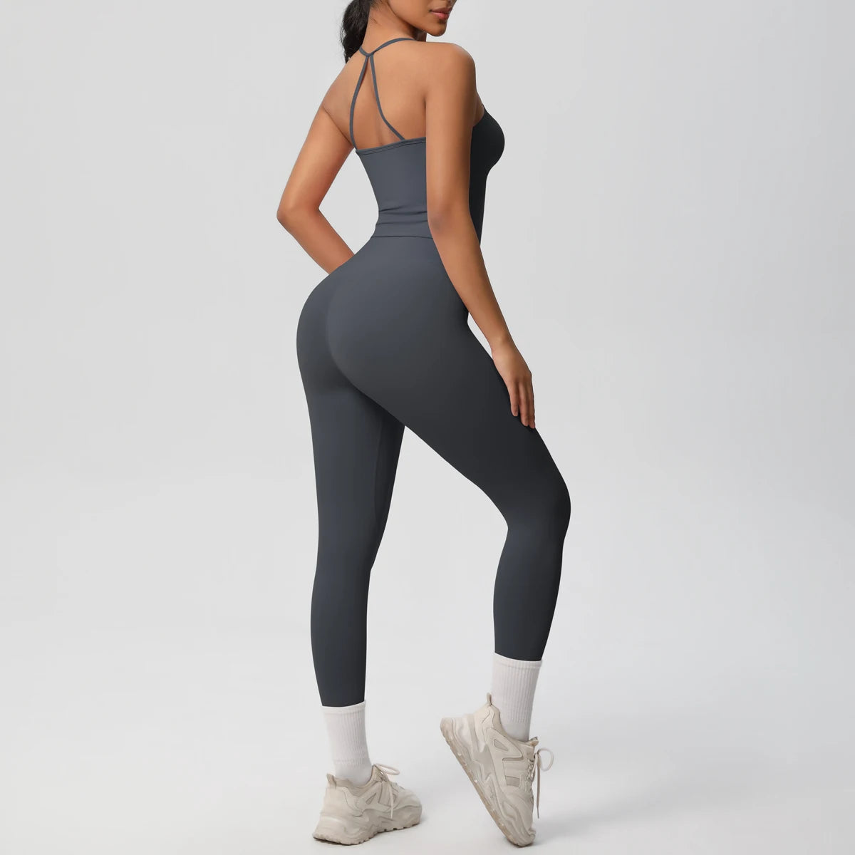 Women's 2-Piece Yoga Set: Hanging Neck Bra & Sports Shorts for Fitness