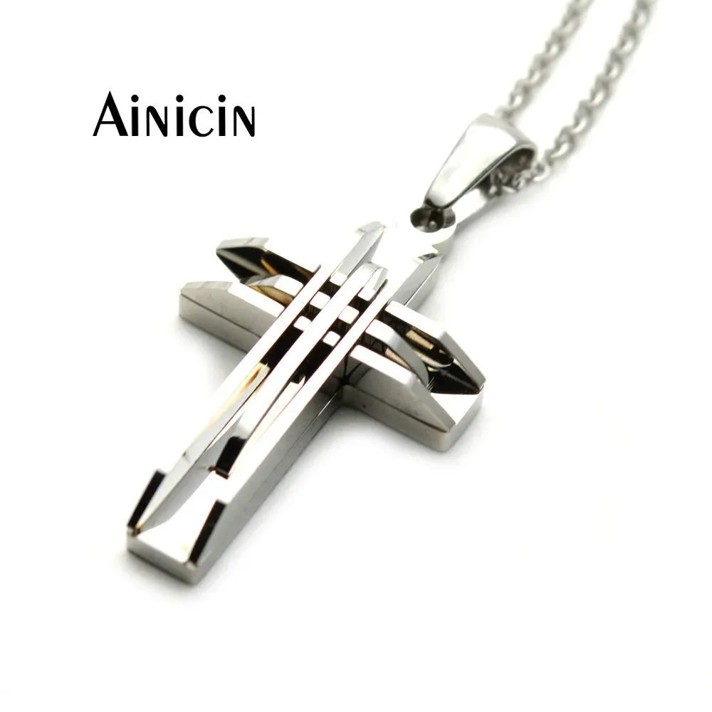 High-Fashion Stainless Steel Jesus Cross Pendant Necklace – Trendy Religious Jewelry - YanaChi Store