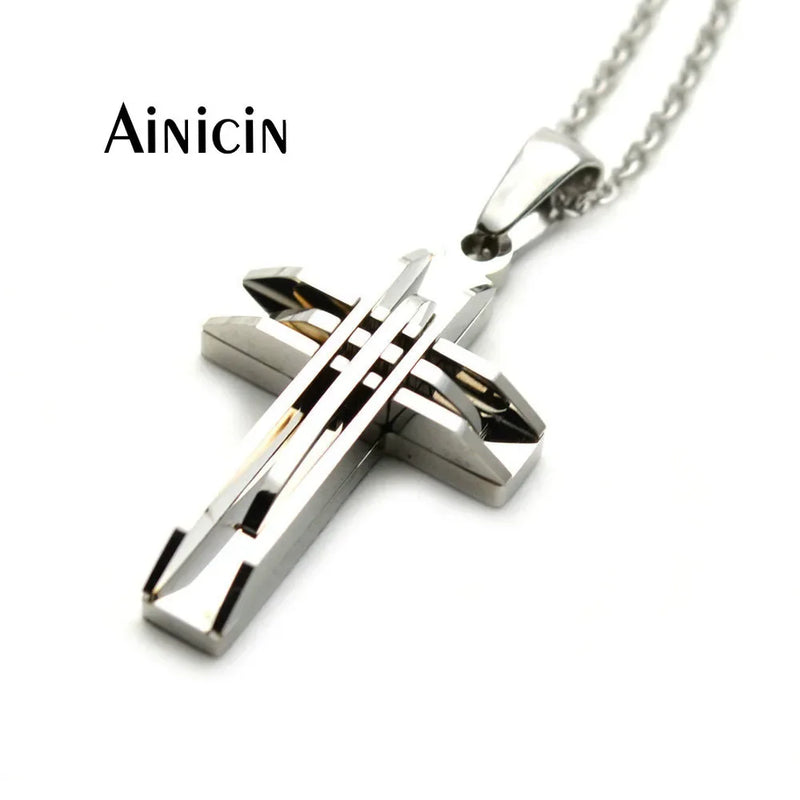 High-Fashion Stainless Steel Jesus Cross Pendant Necklace – Trendy Religious Jewelry - YanaChi Store