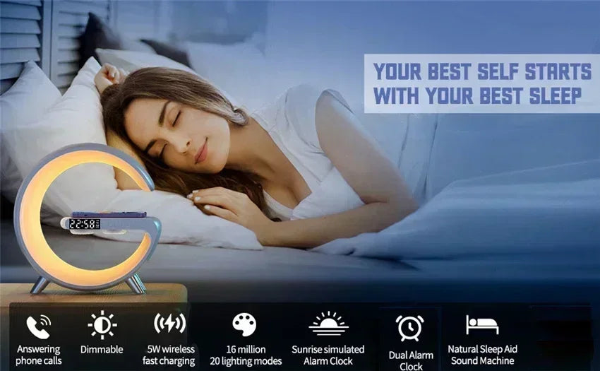 Wireless Charging Station with Bluetooth 5.0 Speaker, RGB Lights & Alarm Clock - YanaChi Store