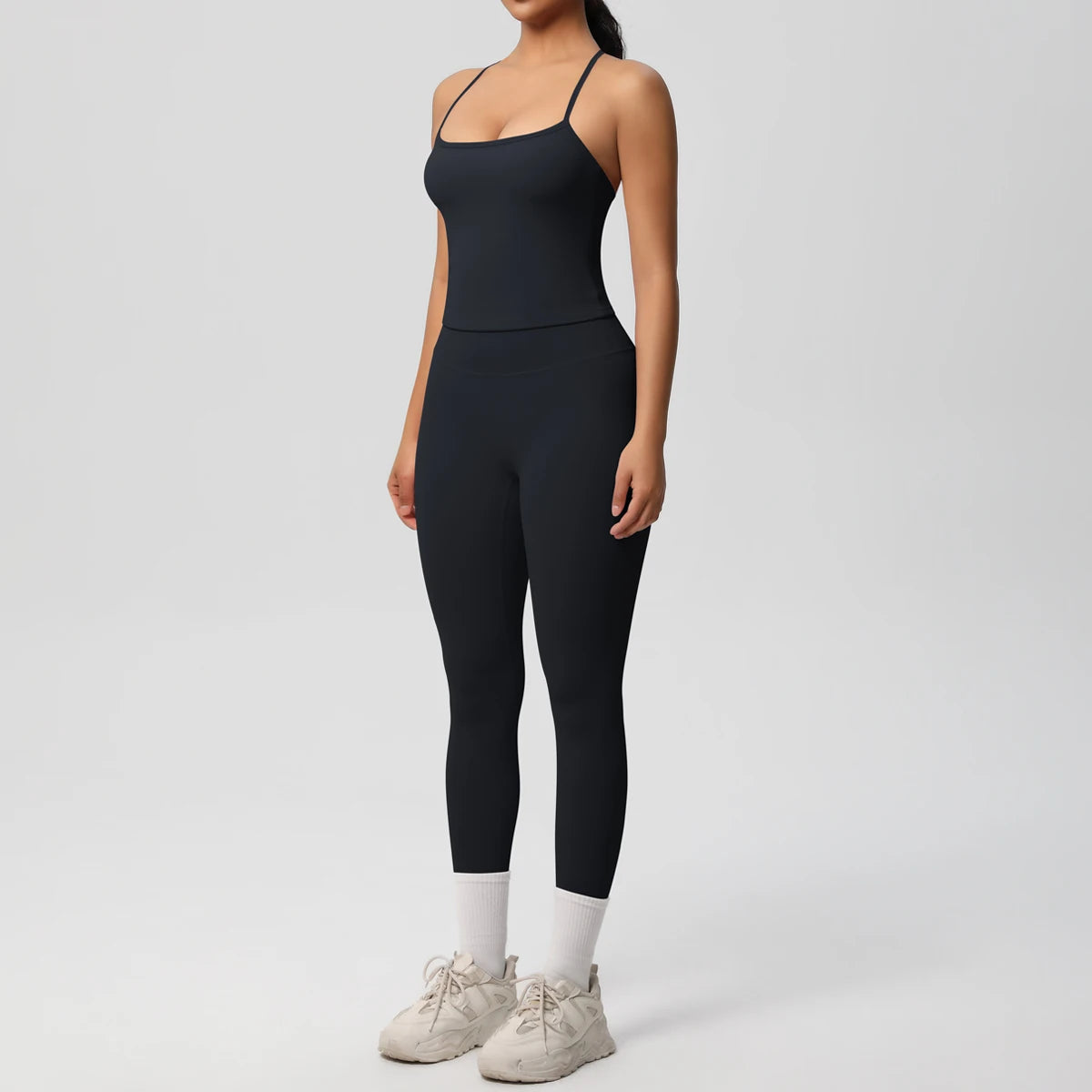 Women's 2-Piece Yoga Set: Hanging Neck Bra & Sports Shorts for Fitness