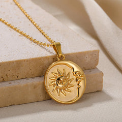 Exquisite Bohemian Clavicle Necklace – Stainless Steel Sun & Moon Pendant - YanaChi Store
