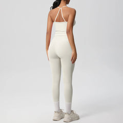 Women's 2-Piece Yoga Set: Hanging Neck Bra & Sports Shorts for Fitness