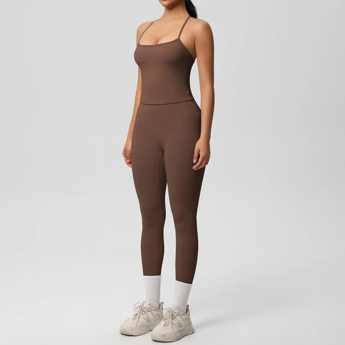 Women's 2-Piece Yoga Set: Hanging Neck Bra & Sports Shorts for Fitness