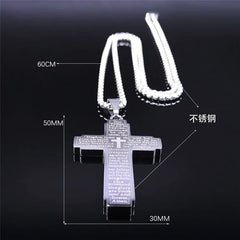 Stainless Steel Bible Cross Necklace – Men's Punk-Style Christian Pendant Jewelry - YanaChi Store