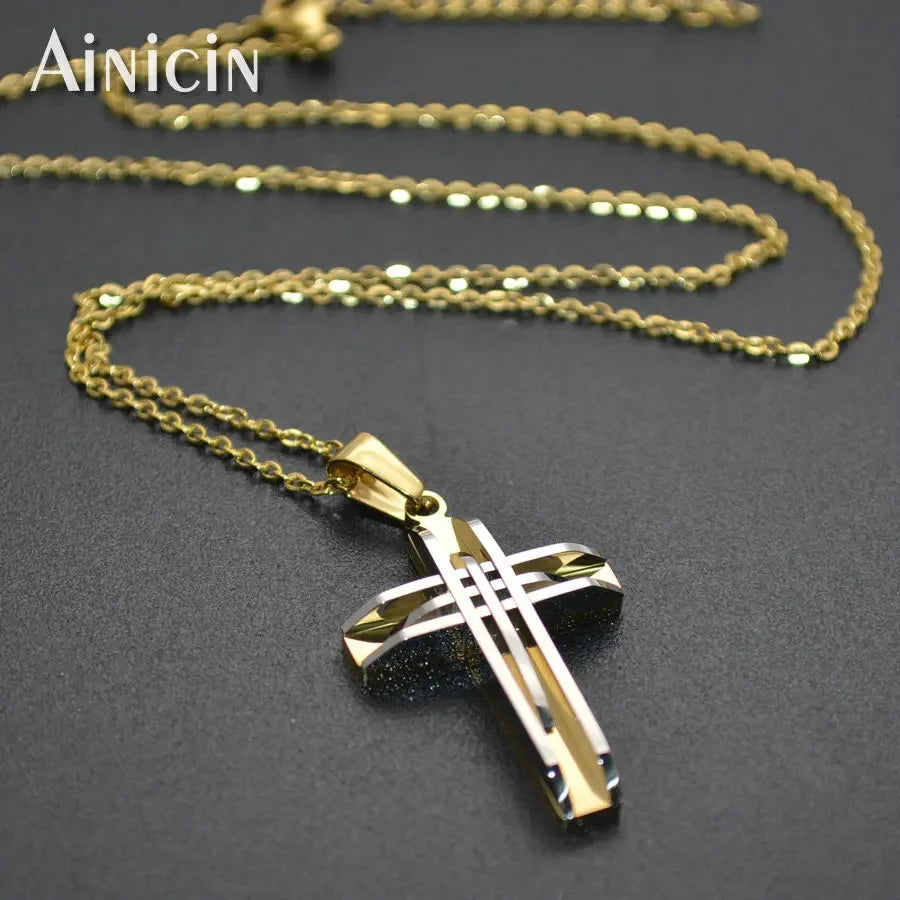 High-Fashion Stainless Steel Jesus Cross Pendant Necklace – Trendy Religious Jewelry - YanaChi Store