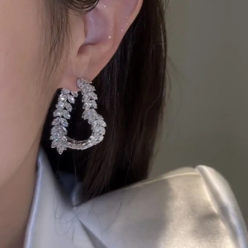 Luxury Wheat Leaf Zircon Drop Earrings – Romantic Jewelry for Women & Girls - YanaChi Store