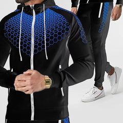 Men's Tracksuit Set: Hooded Zipper Jacket & Jogging Pants for Spring & Autumn