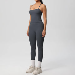 Women's 2-Piece Yoga Set: Hanging Neck Bra & Sports Shorts for Fitness