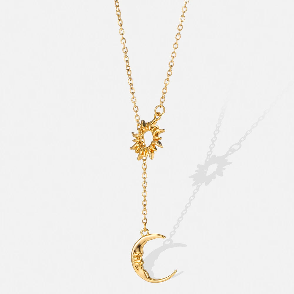 Exquisite Bohemian Clavicle Necklace – Stainless Steel Sun & Moon Pendant - YanaChi Store