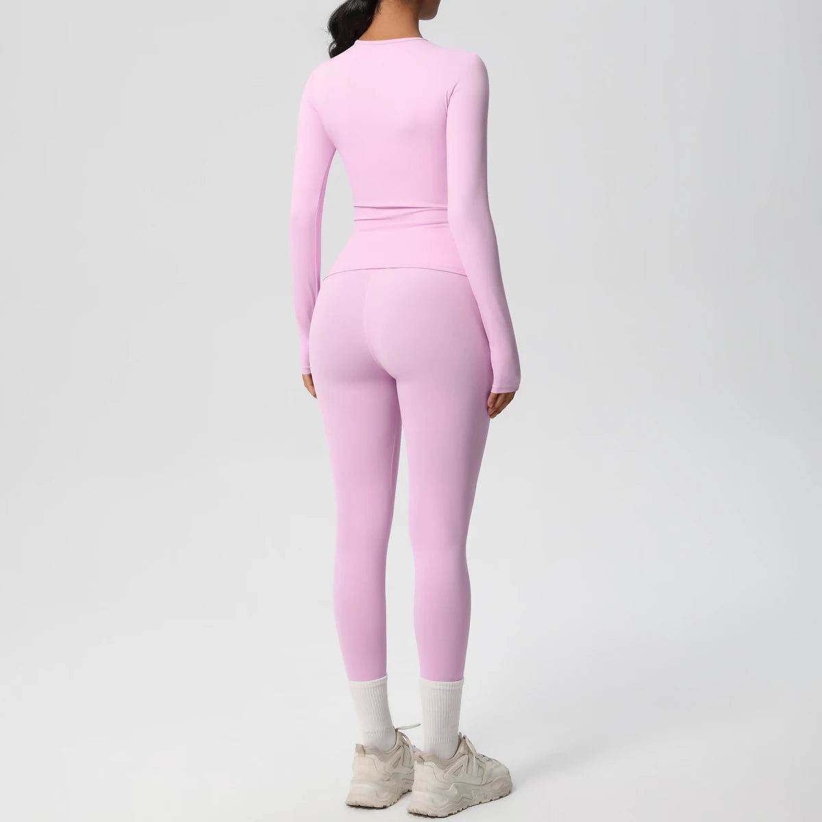 Women's 2-Piece Yoga Set: Long Sleeve Crop Top & Leggings for Gym and Fitness