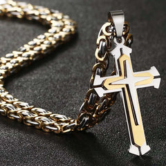Men's Stainless Steel Cross Pendant Necklace – 45cm Chain, Anti-Fading Design, With Gift Box - YanaChi Store