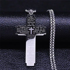 Stainless Steel Bible Cross Necklace – Men's Punk-Style Christian Pendant Jewelry - YanaChi Store