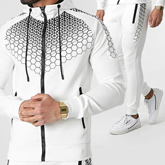 Men's Tracksuit Set: Hooded Zipper Jacket & Jogging Pants for Spring & Autumn